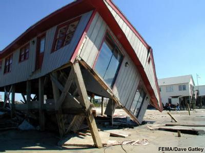 Storm Surge Destroying Home After Hurricane