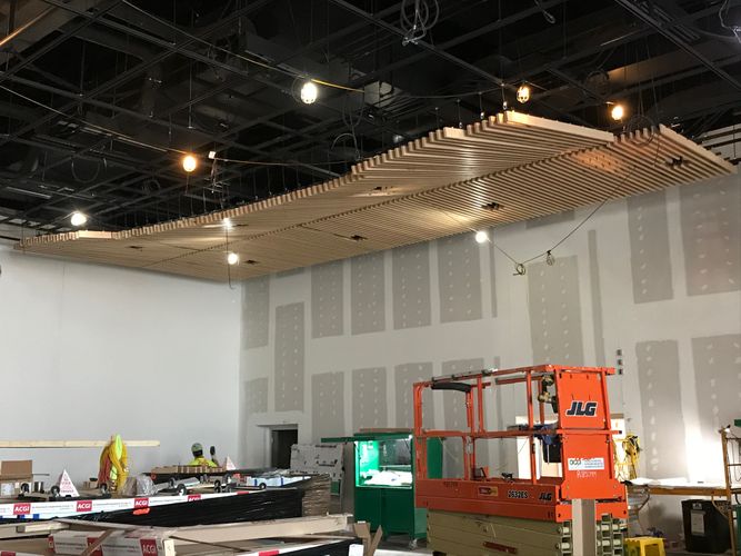 Nationwide Children’s Hospital Conference Facility and Data Center Specialty wood ceiling installation