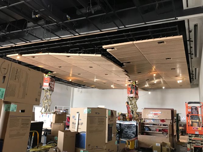 Nationwide Children’s Hospital Conference Facility and Data Center Specialty wood ceiling installation
