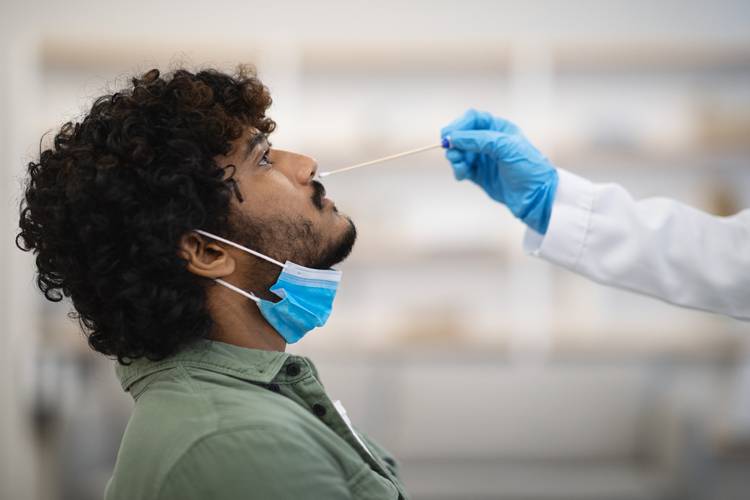 Person Receiving a Flu Test Flu Testing