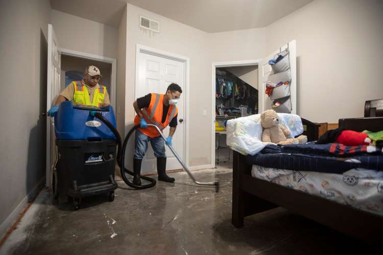 Cotton GDS commercial disaster solutions crew reparing water damage at apartment in Dallas, TX