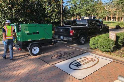 Back up generator being brought in to a commercial property Emergency Power