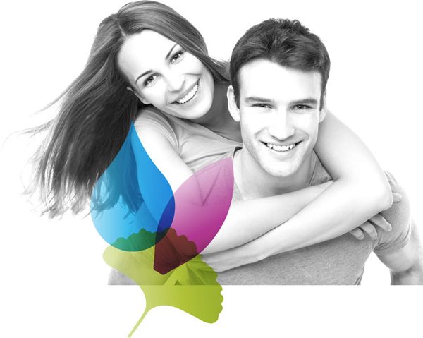 Smiling young couple with the Well Within logo