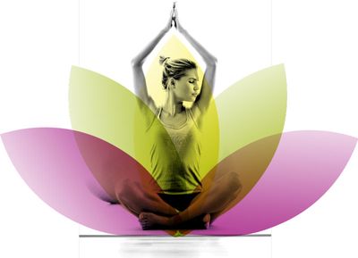 Woman Sitting in Lotus Pose with Lotus Flower Accent from Well Within Logo