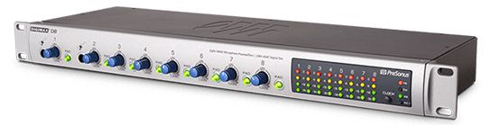 The PreSonus DigiMax DP88 Microphone Preamp is available at Hollywood Sound Systems.