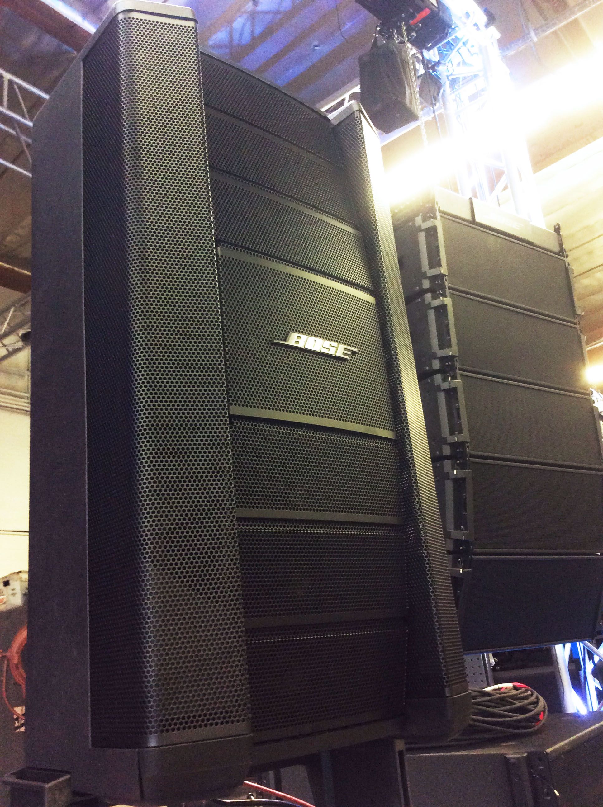 The Bose F1 Flexible Line Array Loudspeaker System at Hollywood Sound Systems configured in "C" pattern.