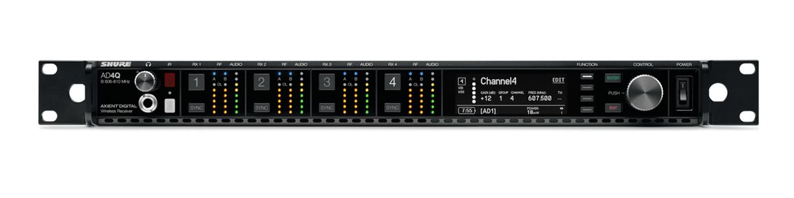 Shure Axient Digital AD4Q Receiver is available at Hollywood Sound Systems Shure Axient Digital AD4Q Receiver at Hollywood Sound Systems