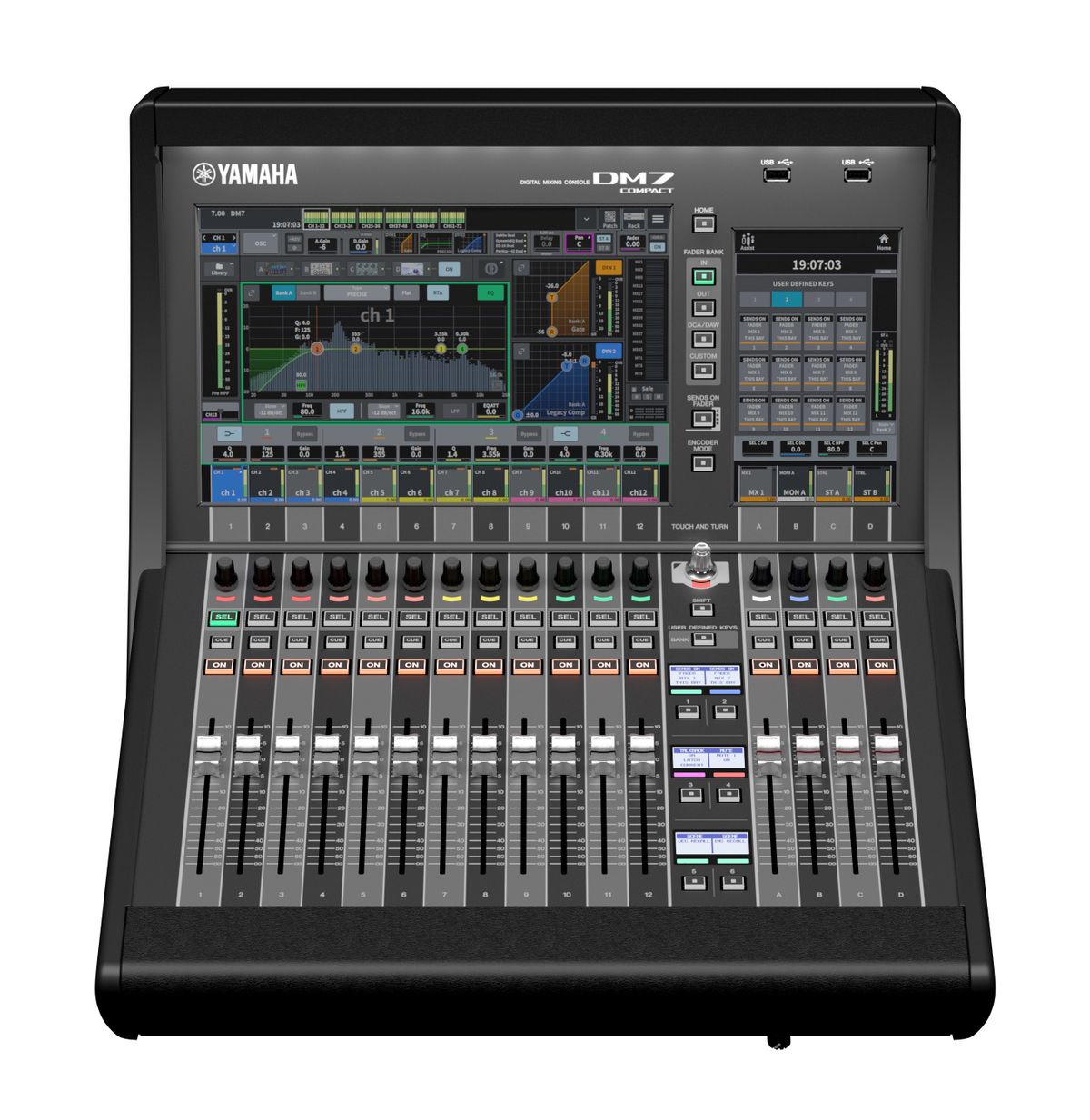 The Yamaha DM7C Compact Digital Mixing Console is available at Hollywood Sound Systems.