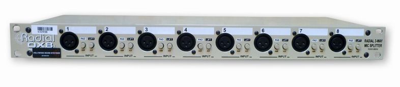 The Radial OX8 8-channel passive mic splitter is available at Hollywood Sound Systems.