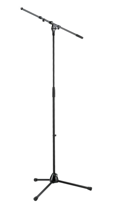 The K&M 210/9 Tripod Microphone Stand with Telescoping Boom is available at Hollywood Sound Systems.