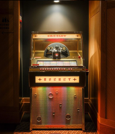 Entrance to B-side cocktail lounge at Hotel Revival