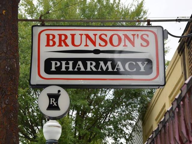 Brunson's Pharmacy street Sign