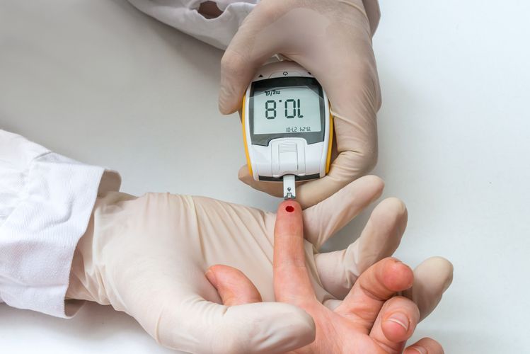 Person testing their blood sugar Blood Sugar Testing