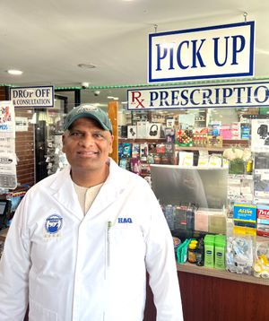 Mazhar Haq in a pharmacy Mazhar Haq