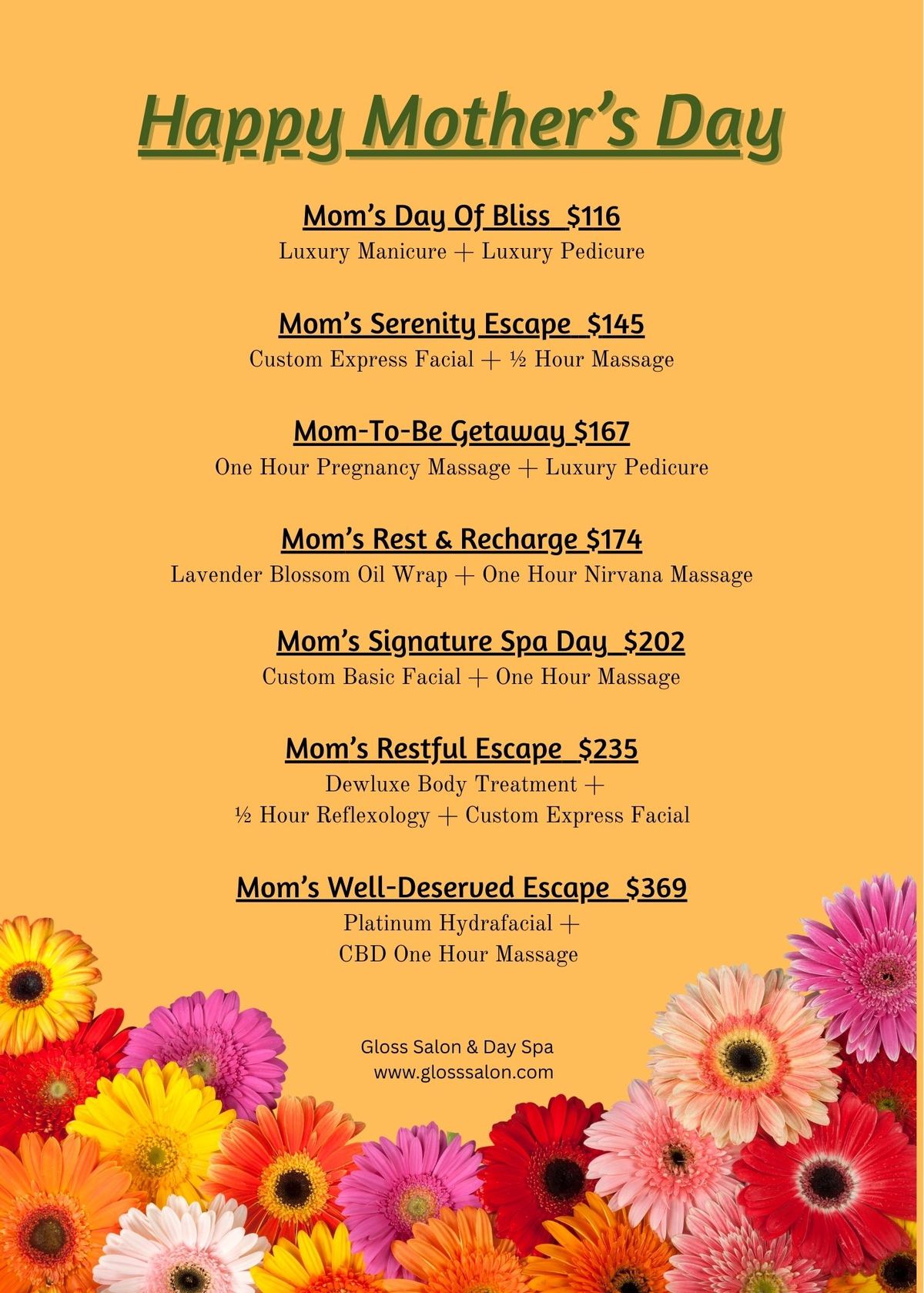 The Getaway  $239 Aromatherapy Oil Wrap, 1 hour Massage, & Custom Basic Facial Inspire  $196 1 hour Hot Stone Massage & 1 hour Reflexology Mom-to-Be  $198 1 hour Pregnancy Massage, 30 min. Reflexo (6).jpg