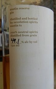 Austin Reserve Gin oaked in barrel