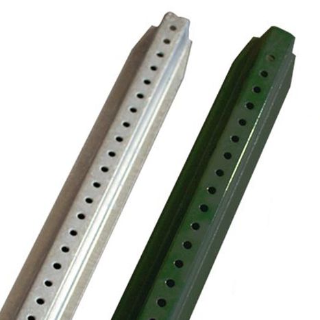 Steel U-Channel posts in galvanized and green