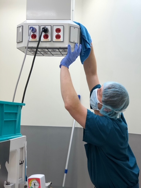 Clean Team Detroit Employee Cleaning Medical Facility 