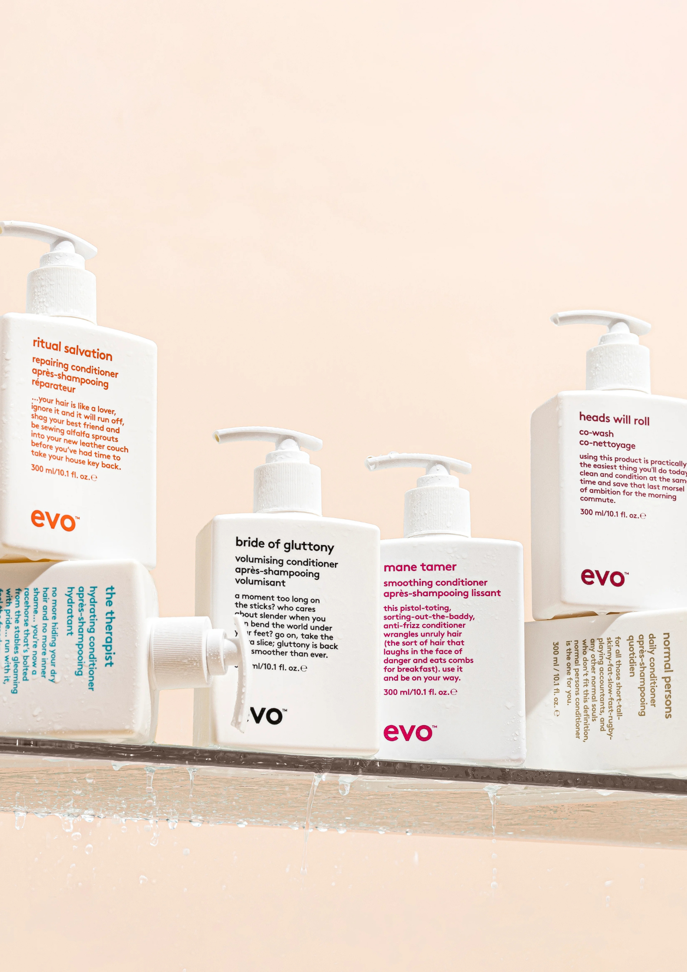 EVO professional haircare products displayed at Haus of FIDI in Pensacola, featuring eco-friendly salon shampoos and treatments for healthy, beautiful hair. evo vertical.png