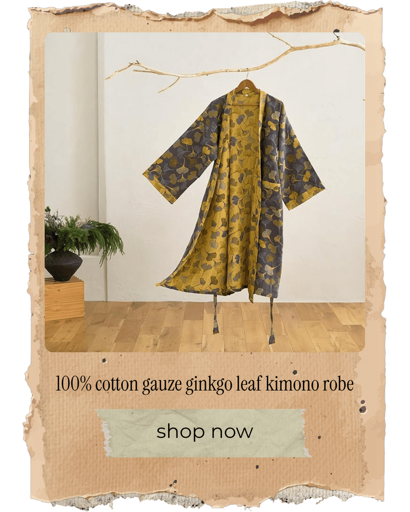 100% cotton gauze ginkgo leaf kimono robe.png