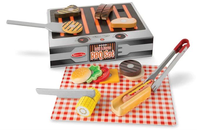 Wooden Grill & Serve BBQ Set