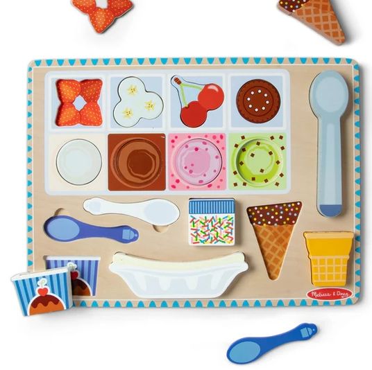 Wooden Magnetic Ice Cream Puzzle & Play Set - 16 Pieces