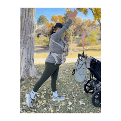 FIT4MOM Babywearing exercise standing knee drive.gif