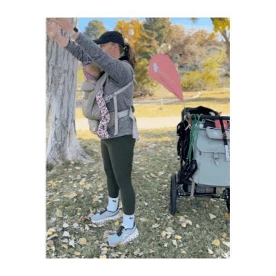 FIT4MOM Babywearing exercise standing chair pose.gif