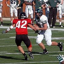 Corbin Crow closes in on the quarterback. DSC_0083.jpg