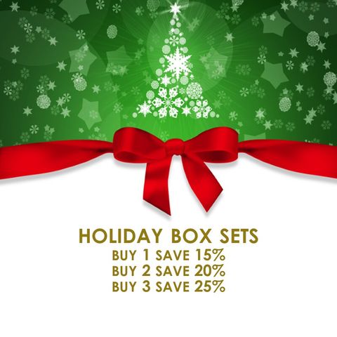 Buy 1, save 15% — Buy 2, save 20% — Buy 3, save 25%! The more you gift, the more you save! Holiday Box Sets 🎁