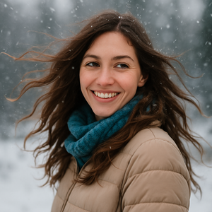 Woman with smooth, hydrated winter-ready hair, showing reduced frizz and dryness during Midwest heating season. Winter Hair Care – Beat Dryness & Frizz
