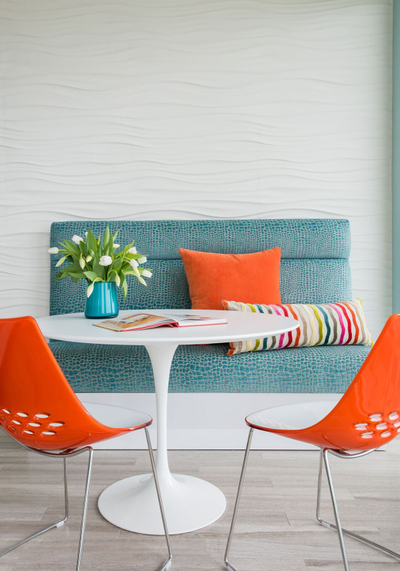 Modern seating in living colors Color Texture and Pattern