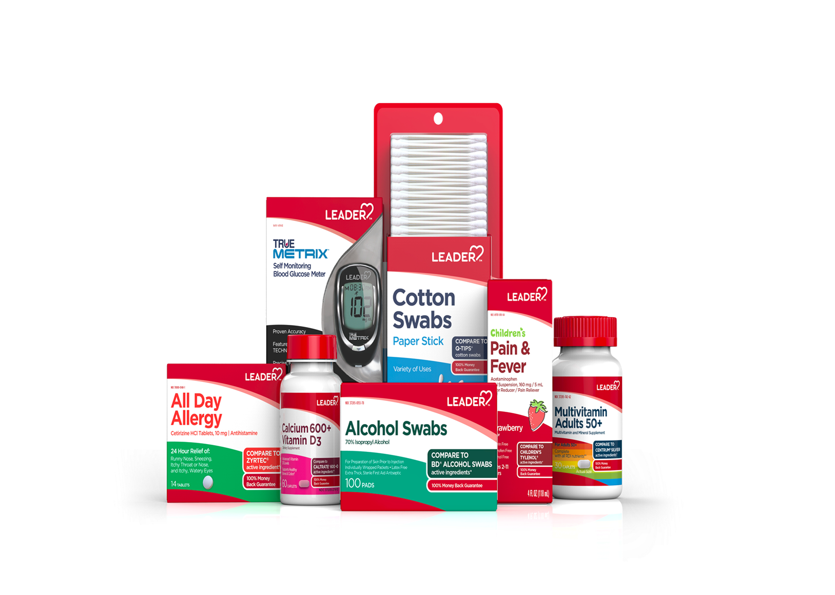 We proudly offer LEADER™ high-quality products which contain the same active ingredients as national brands, at a lower cost Leader Product