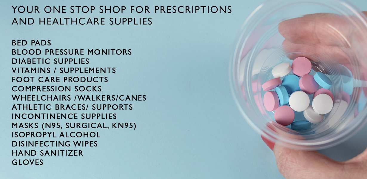 Banner for prescriptions and healthcare supplies they provide Kensington Pharmacy