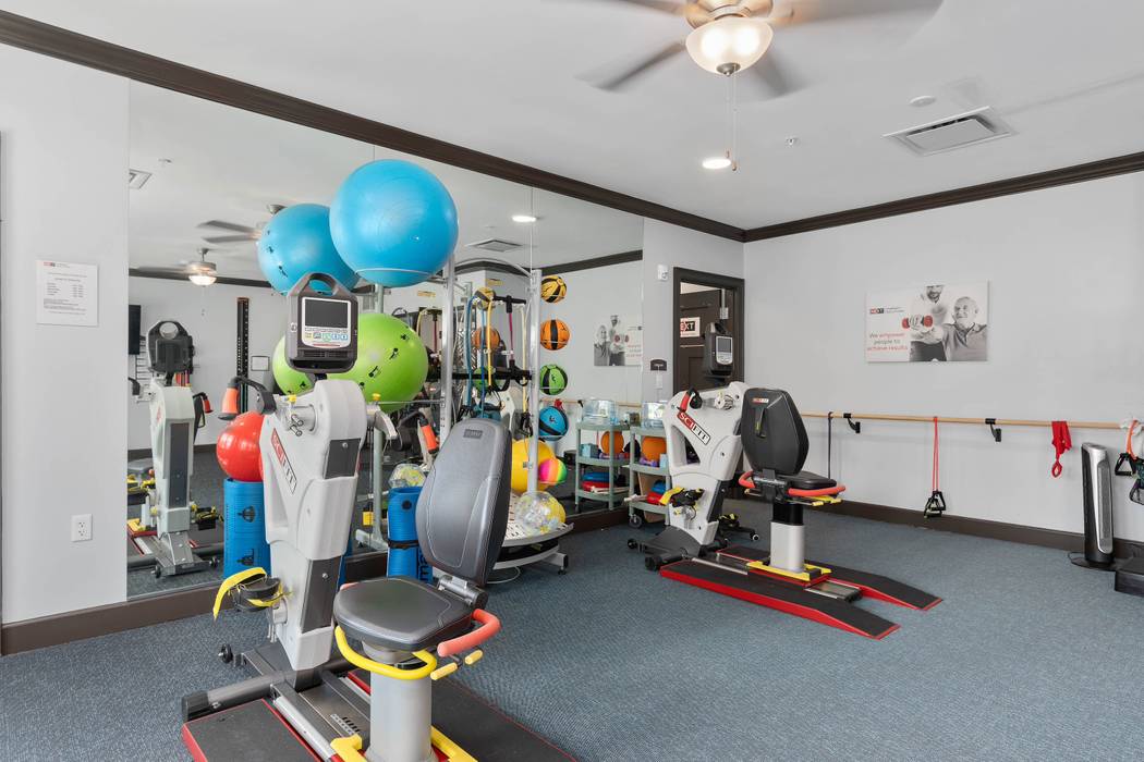 The gym at Trelago Assisted Living and Memory Care facility in Maitland, Florida The gym at Trelago Assisted Living and Memory Care in Maitland, Florida