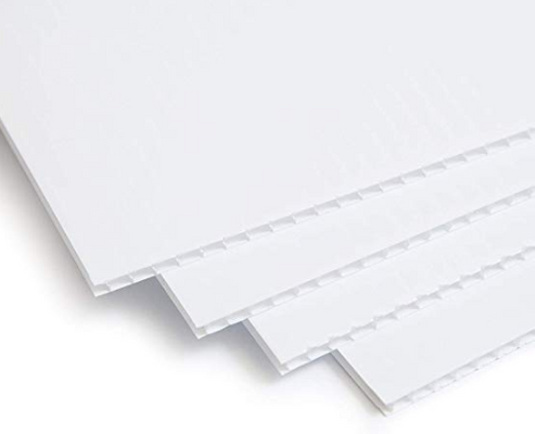 White corrugated plastic sheet on stock. 