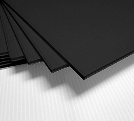 Black corrugated plastic sheet on stock. 
