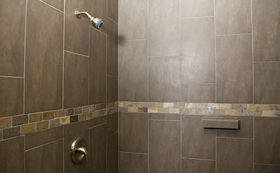 Two-Person Walk-In Carrera Marble Shower in Belamere Suites