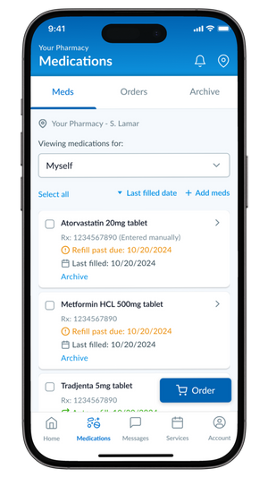 Patient Portal medications screen