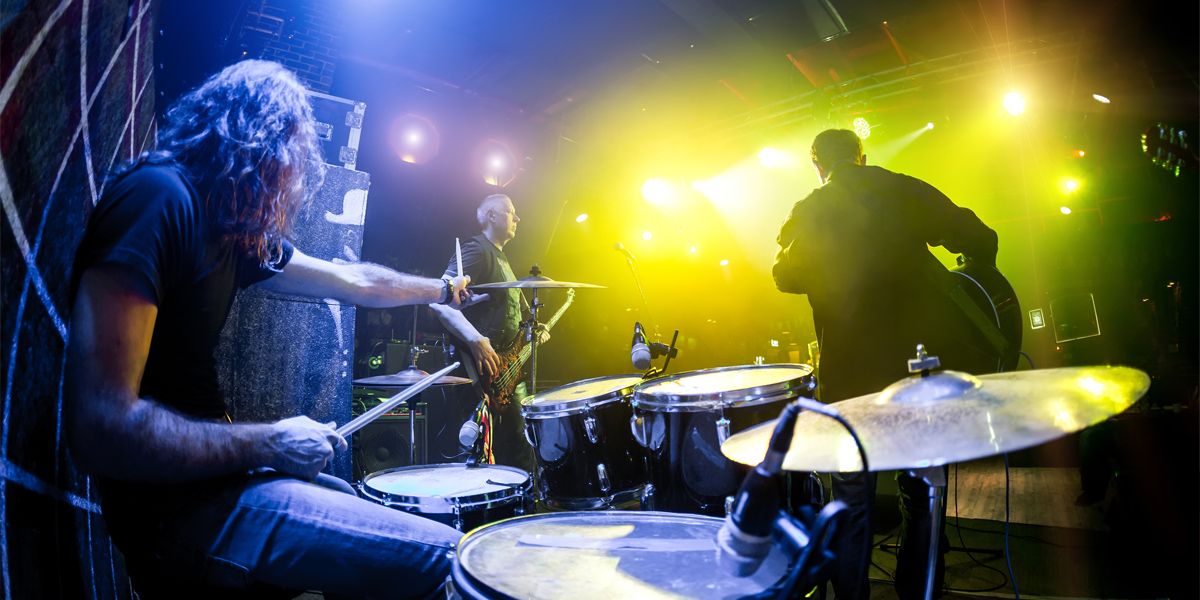 Drummer performing at a concert