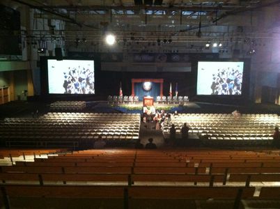 Graduation in a gym in Austin, Texas
