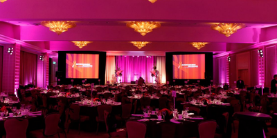 Large gala with pink lighting in Austin, Texas