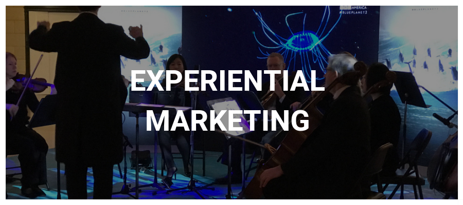 Experiential Marketing Button with Small Orchestra and LED Video Wall