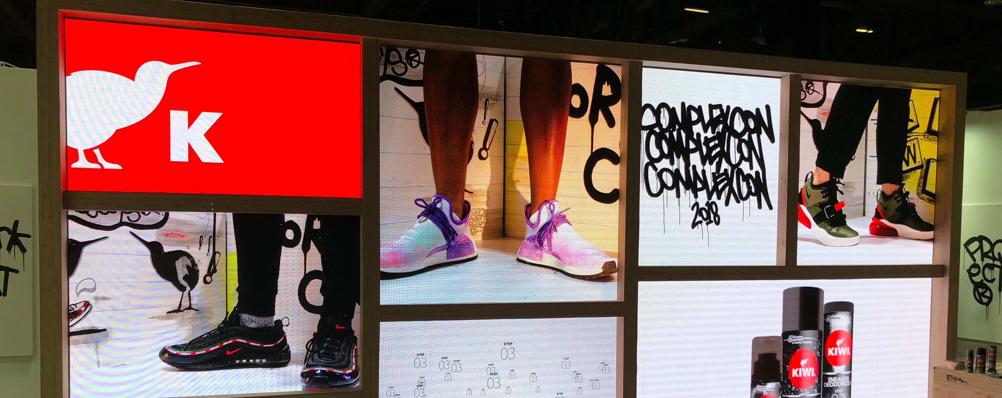 Close up of Kiwi's LED Video wall at Complexcon Tradeshow 