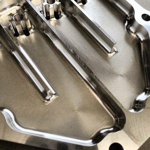 Close up of a surface finish tool path in a pocket of an aluminum part