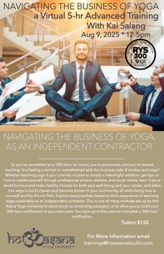 5 Hours |  Navigating the Business of Yoga as an Independent Contractor | Online