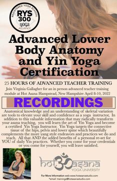 Recordings of | 25 Hours | Yin Yoga Teacher Training & Lower Body Anatomy