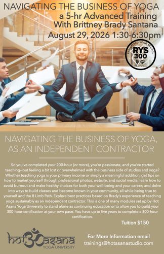 5 Hours | Navigating the Business of Yoga as an Independent Contractor | in Southern Pines