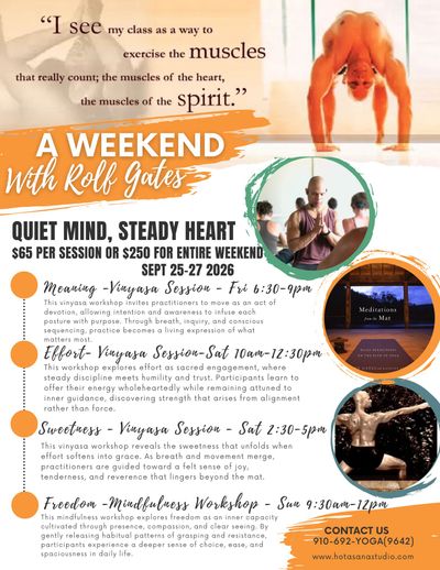 Quiet Mind, Steady Heart - A Vinyasa Weekend and Meditation Workshop  with Rolf Gates