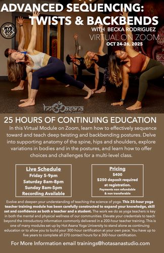 25 hr Advanced Sequencing: Twists & Backbends | Virtual on Zoom